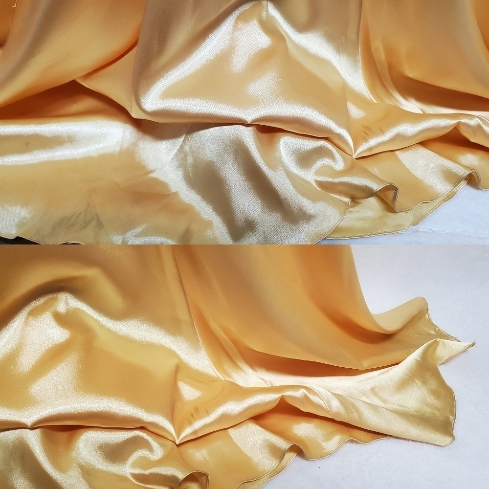 Vintage Beyond Jovani Yellow Charmeuse Shimmer V-neck Beaded Backless Maxi Dress - Picture 16 of 16